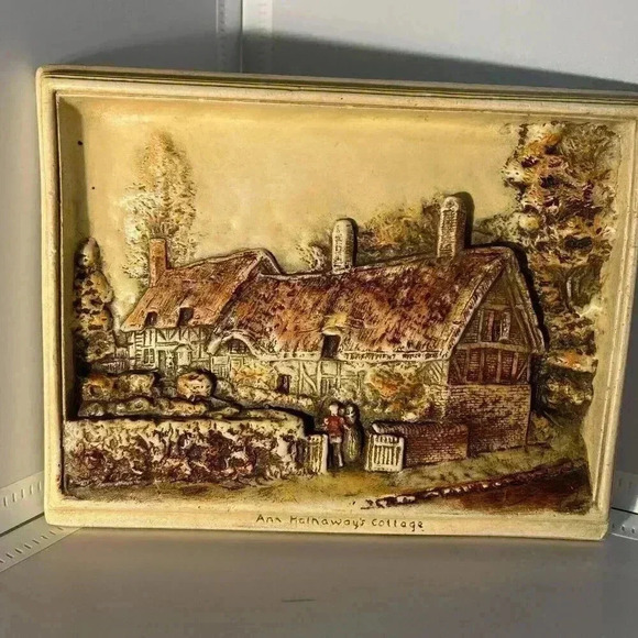 Vtg Osborne Ivorex Hanging Wall Plaque Ann Hathaways Cottage Shottery 3D Rustic - Picture 2 of 6